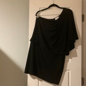 Jessic simpson one shoulder black polyester knit dress. Size L